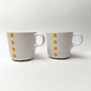 2x IKEA UNGDOM Stackable Coffee Tea Cups Mugs Yellow Polka Dot 15199